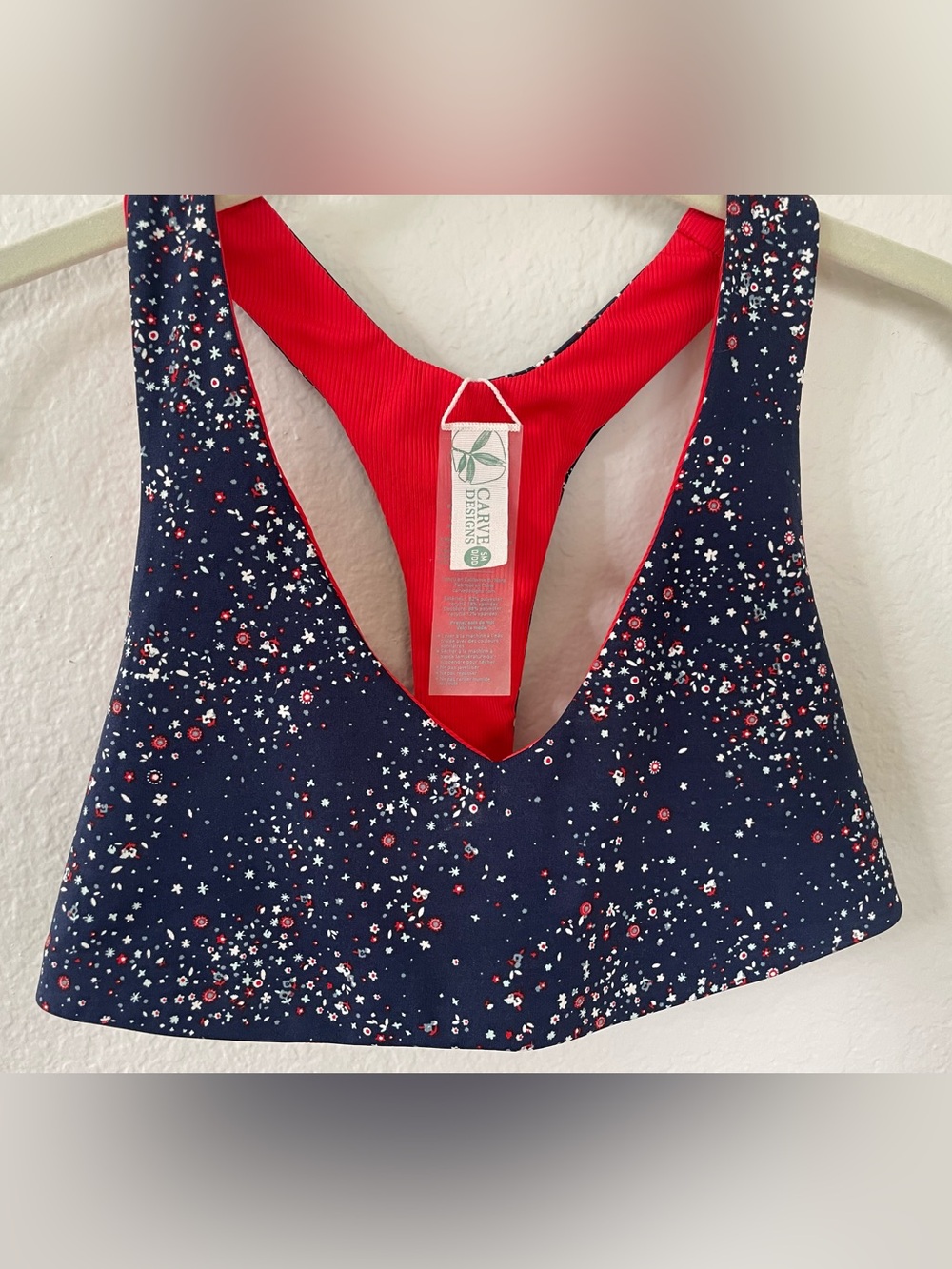 Carve Designs Navy Floral Racerback Swim Top (Reversible) and Bottom